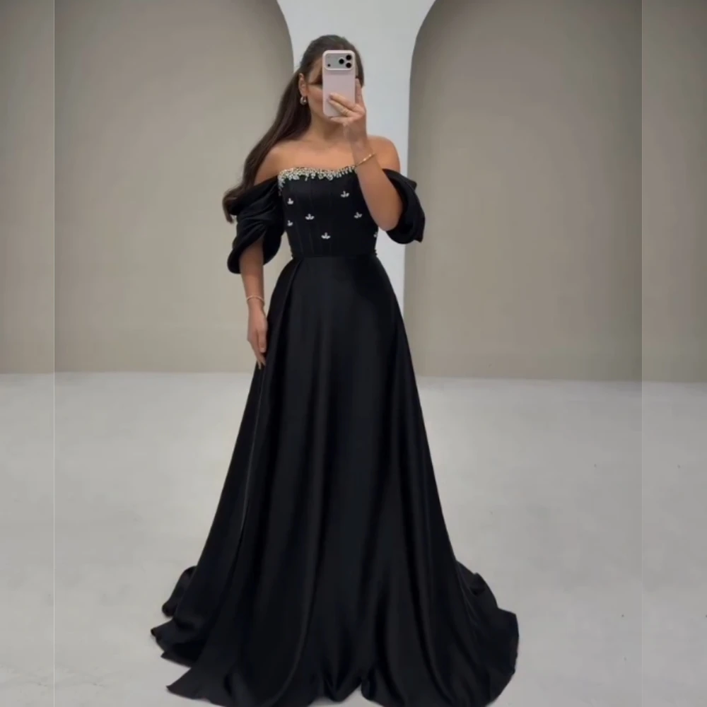 Vestido de noite personalizado de alta qualidade, glitter, ombro de fora, linha a, vestidos longos sob medida, ocasião elegante, festa de casamento, formal