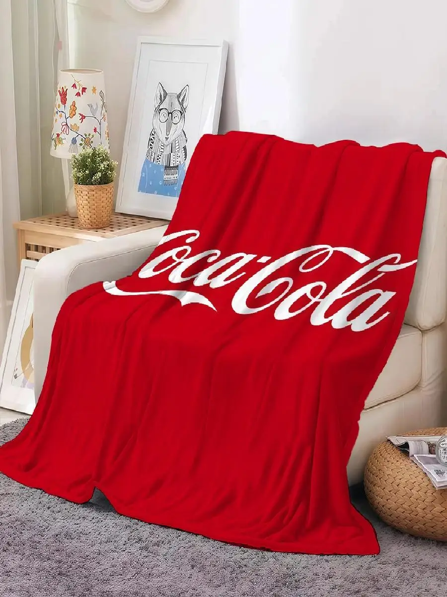 Fashion CCoca Cola Print Blanket for Sofa Bed Office Travel Camping  Soft Warm  Cozy for Sleeping Reading Relaxing