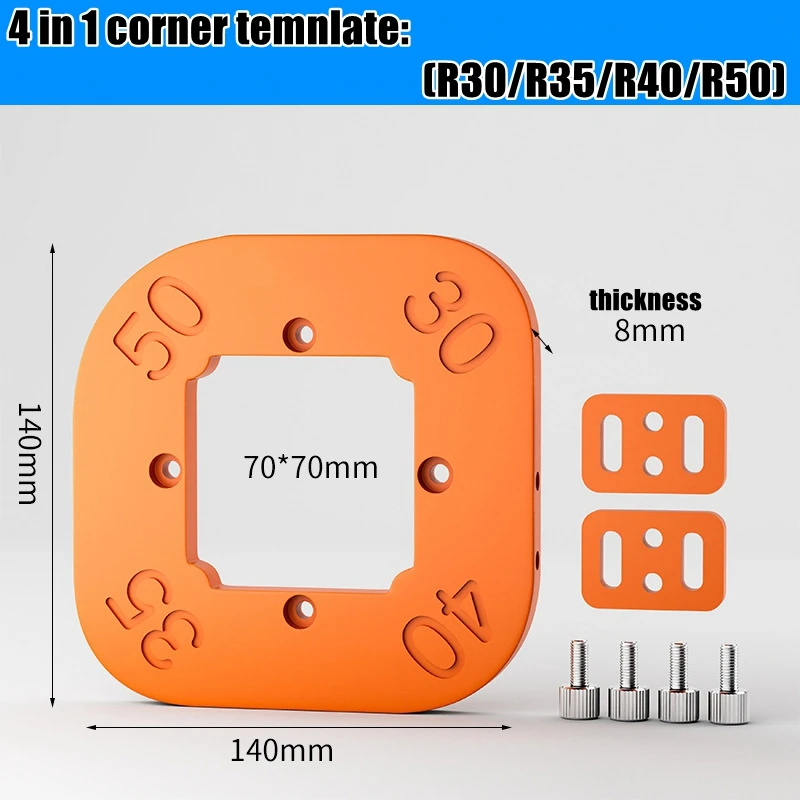 Woodworking Router Corner Radius Templates Jig R10 to R50 Routing Curved Corners Milling Circular Radian Hardness ABS Tool