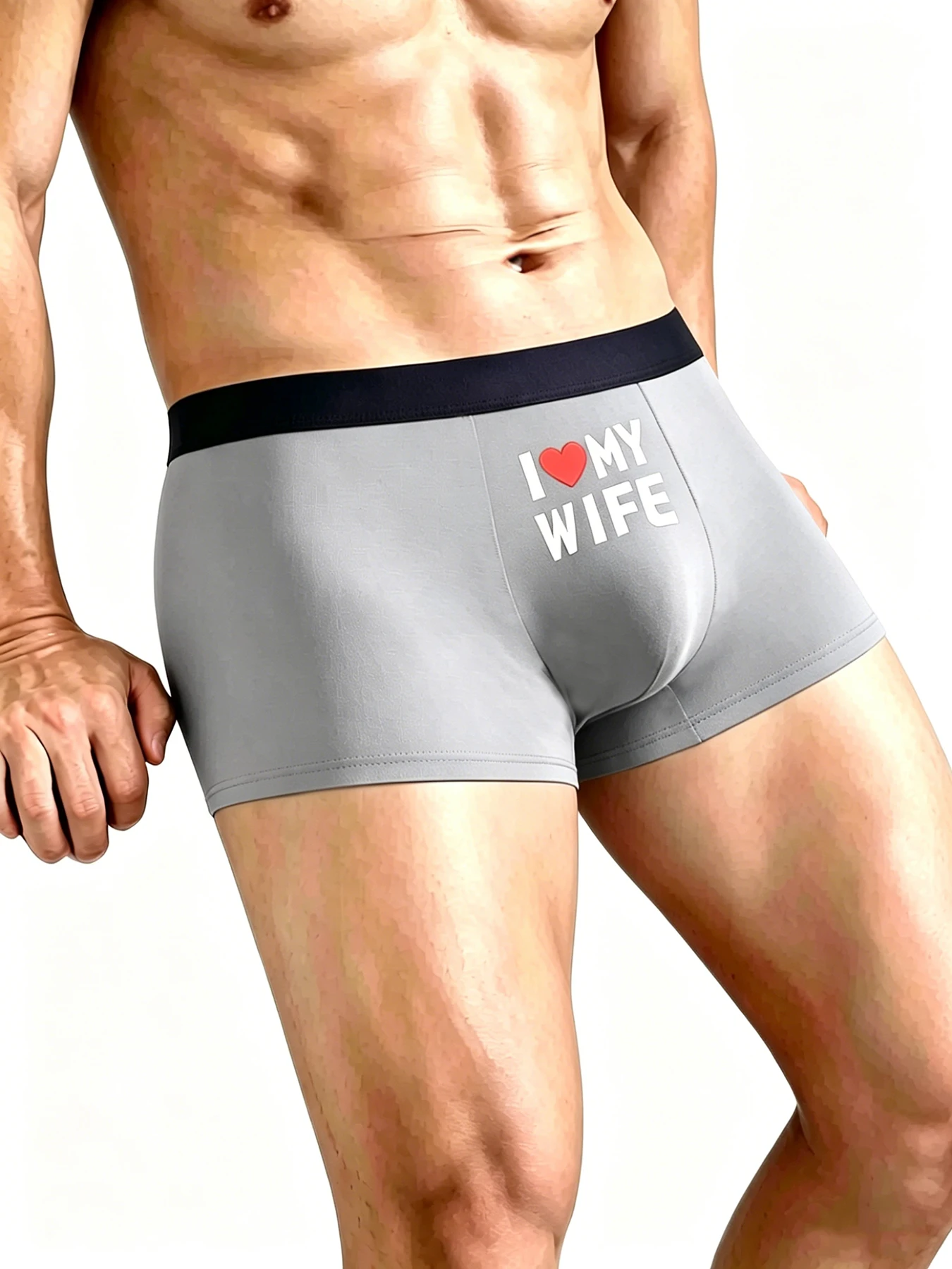 1PCS Men's Boxer Briefs Men's "I ❤️ MY WIFE" printed Boxer briefs (multi-color optional) 4