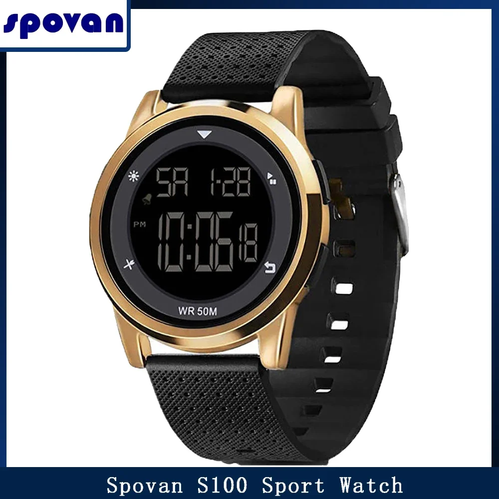 SPOVAN S100 Digital Sport Smart Watch Fashion 50M Waterproof Smartwatch 8mm Ultra Thin Alarm Stopwatch Reloj For Men Women