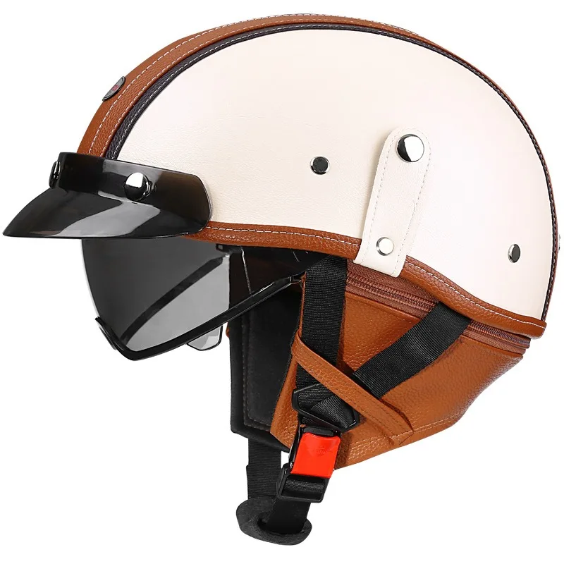 

Новый ретро-шлем 2025 для мотоцикла, Casco, мотошлем, мотоциклетные встроенные солнцезащитные очки, винтажные Capacetes, одобренный DOT полушлем