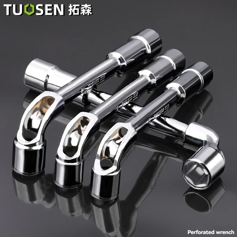 TUOSEN L Type Pipe Perforation Elbow Wrench Double Head Outer Hexagon Socket Sleeve Spanner Remove Fix Screw Nut