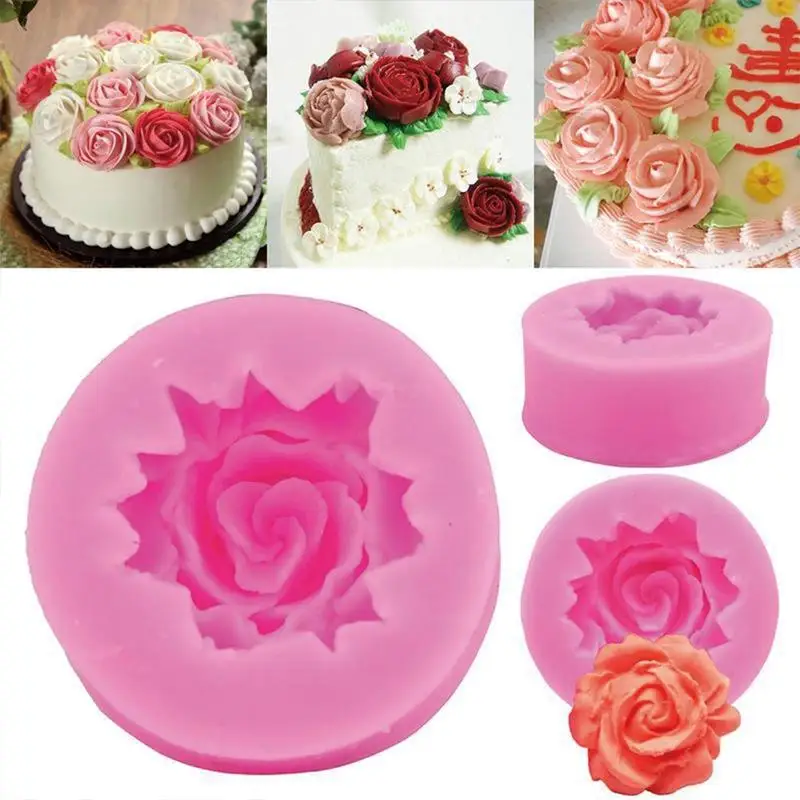 3D Liquid Silicone Rose Mold for Sugar Cake Handmade Soap - Handmade Kitchen Baking Tool 50-59cm Size