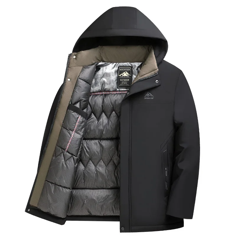 2026 Autumn-Winter New Men's Business Graphene Cotton Coat - Windproof Hooded Warmth Cotton Jacket