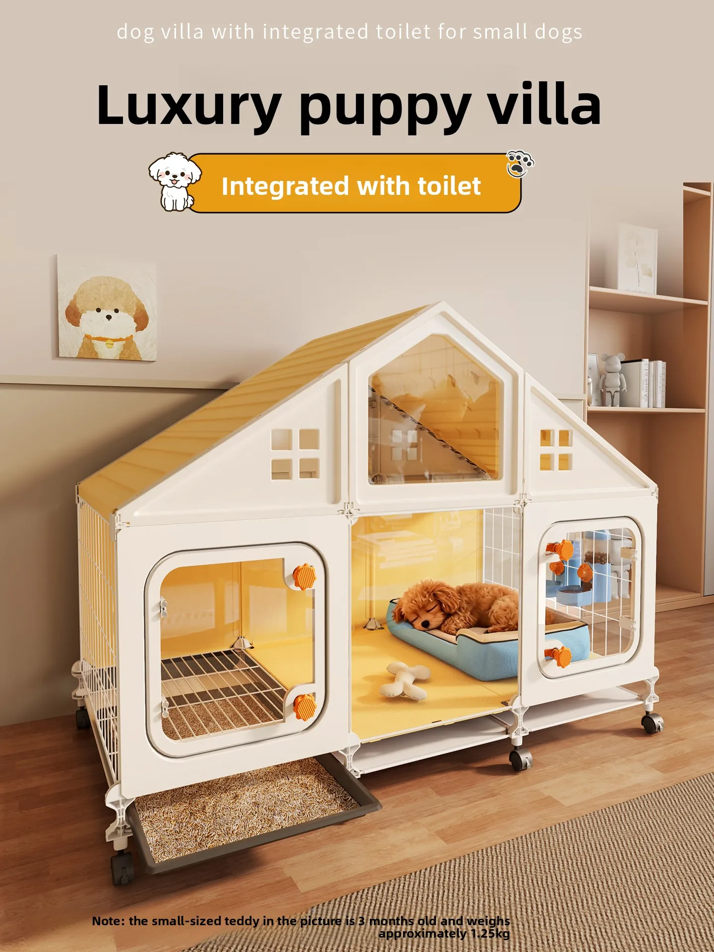 

Dog Villa Small with Toilet Separation Kennel Luxury Cage Home Indoor House
