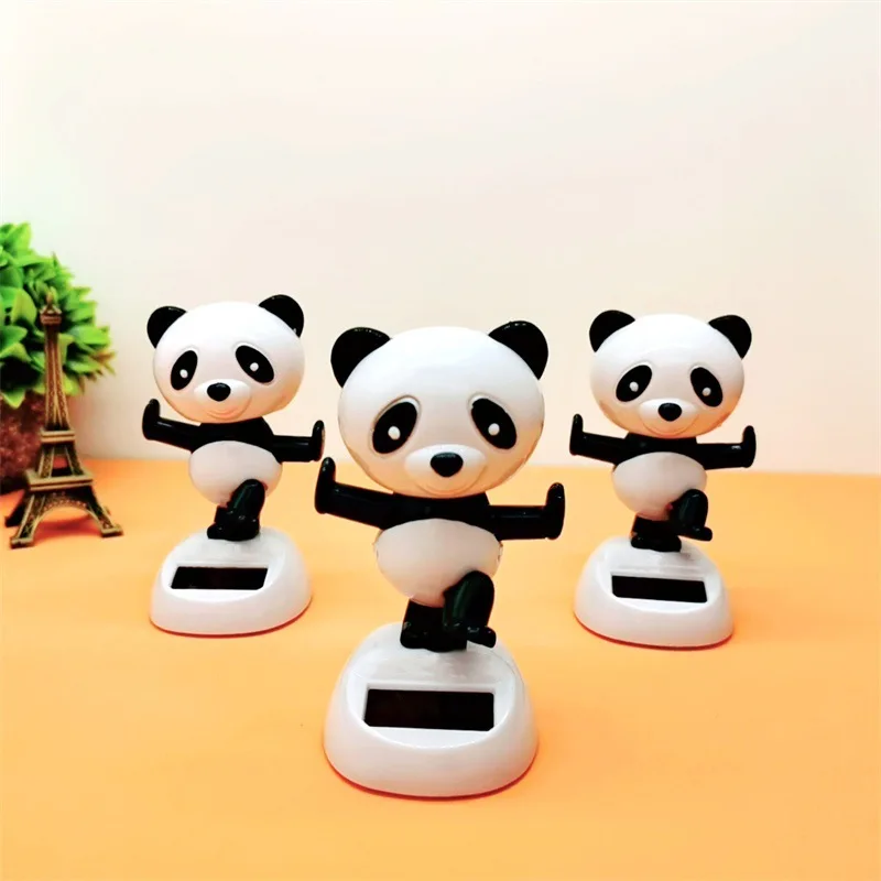 Funny China Kung Fu Panda Car Ornaments Creative Smart Sensor Solar Shaking Head Dancing Centre Console Car Interior Accessories