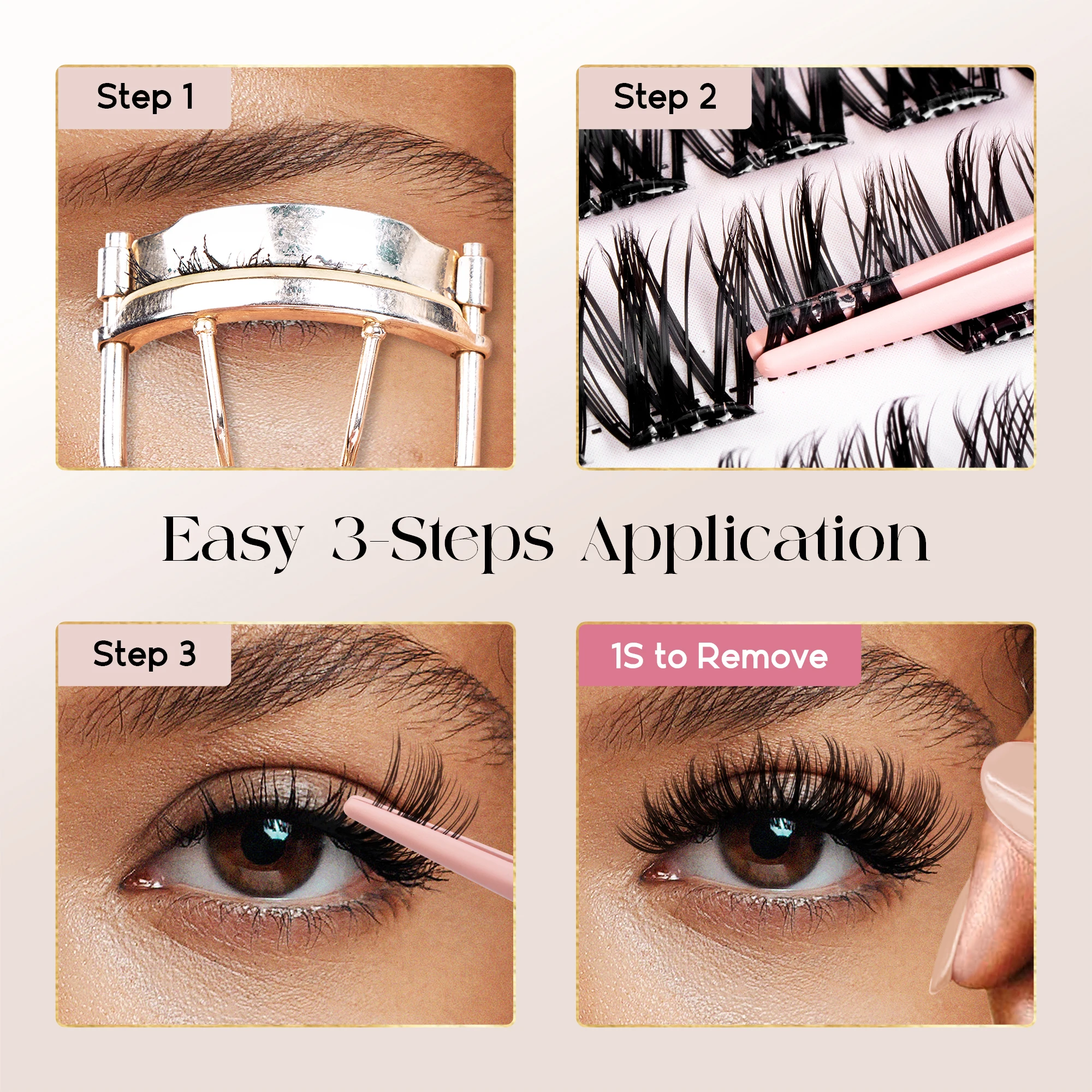 Befer Self-Adhesive False Eyelashes Glue-Free Lash Clusters Makeup D Curl Fluffy Manga Natural Soft Lash For Beginners Easy image 5