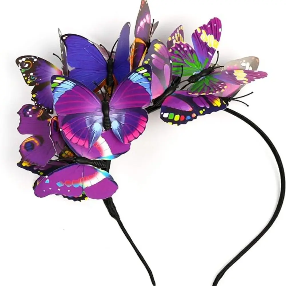 

Tea Party Butterfly Fascinator Halloween Costume Headpiece Butterfly Headbands Bride Hair Accessories Party Stage Colorful