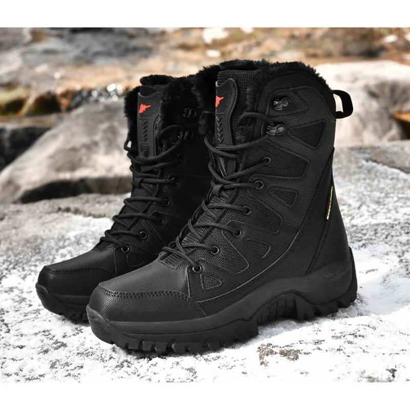 2026 New Winter Couple Fleece Lined High Top Boots Non Slip Rubber Sole Outdoor Warm Durable Walking Ankle Shoes