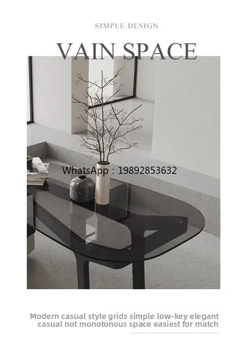 

ZZ minimalist curved glass surface desk light luxury computer desk minimalist home
