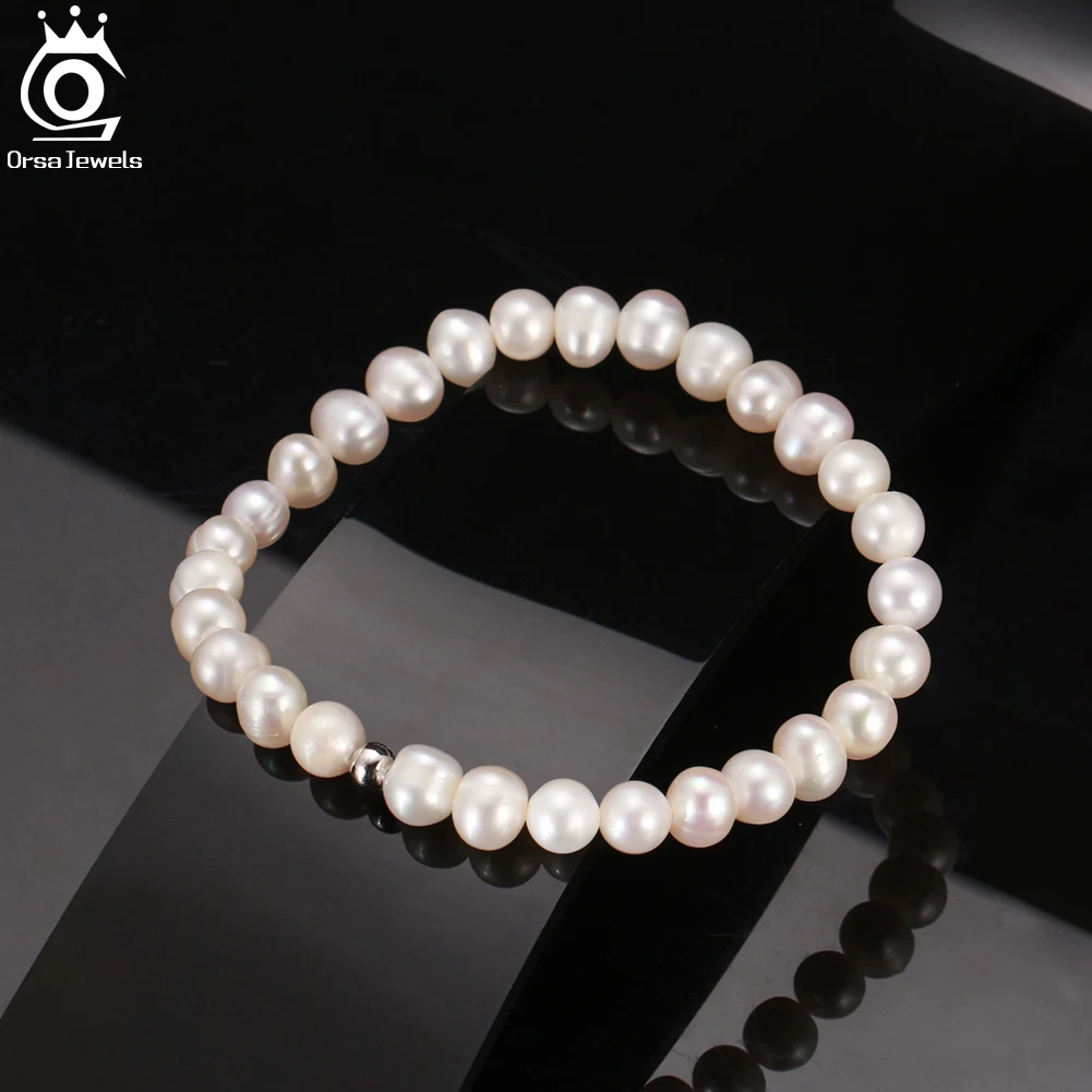 ORSA Trang Sức Vòng Tay Ngọc Trai Thiên Nhiên Cho Phụ Nữ Vàng 14K Nữ Bạc 925 Vòng Tay Cô Dâu Đảng Hứa Ngọc Trai Trang Sức GPB11