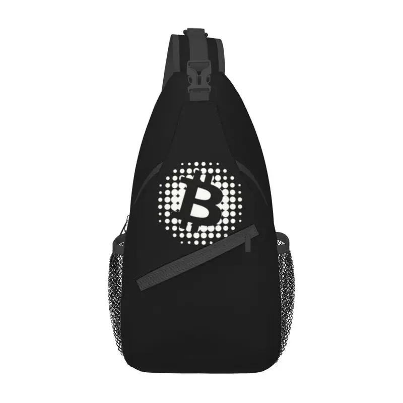 Cool Buy Bitcoin Button Sling Crossbody Backpack Men Cryptocurrency BTC Blockchain Geek Shoulder Chest Bag for Hiking