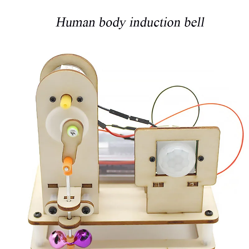 Human Body Induction Bell Model Wooden Automatic Induction Circuit Model Toy Physics Laboratory Equipment