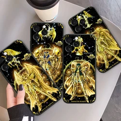 Saintseiya-iPhone用ソフトフォンケース,ブラック,12の星座,15, 14, 13, 12, 11,xs,xr,x,8, 7,se pro max,plus,mini