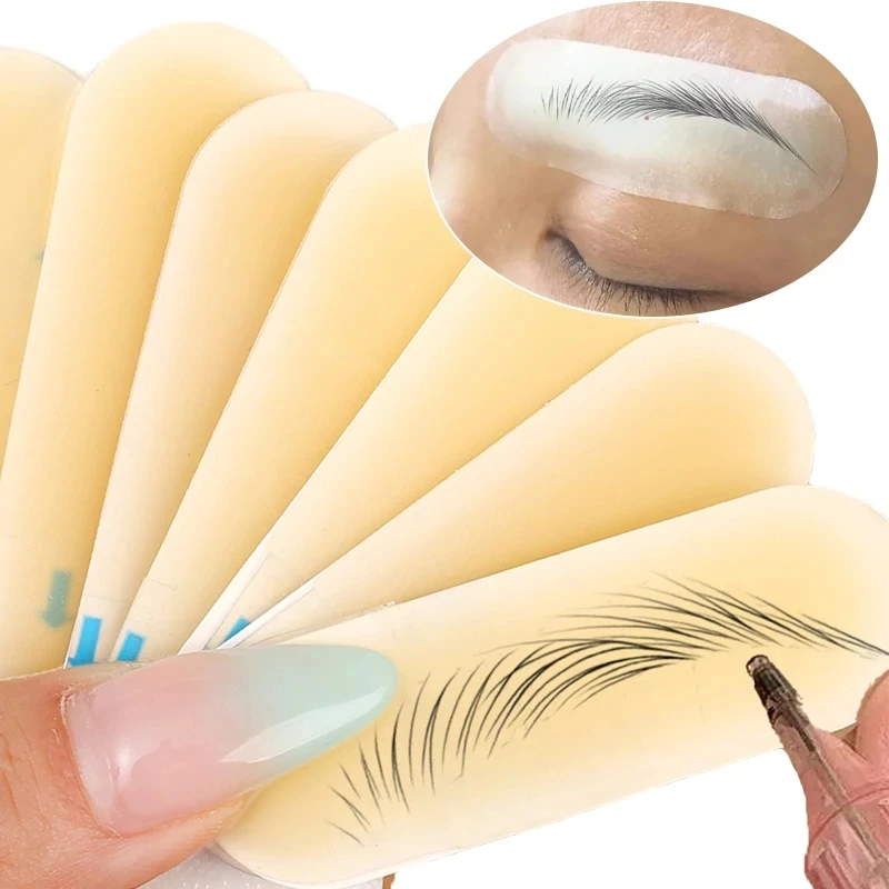 Pelle per pratica del tatuaggio del sopracciglio in silicone con adesivi Wild Line - Tampone da allenamento riutilizzabile per trucco semipermanente, amico principiante