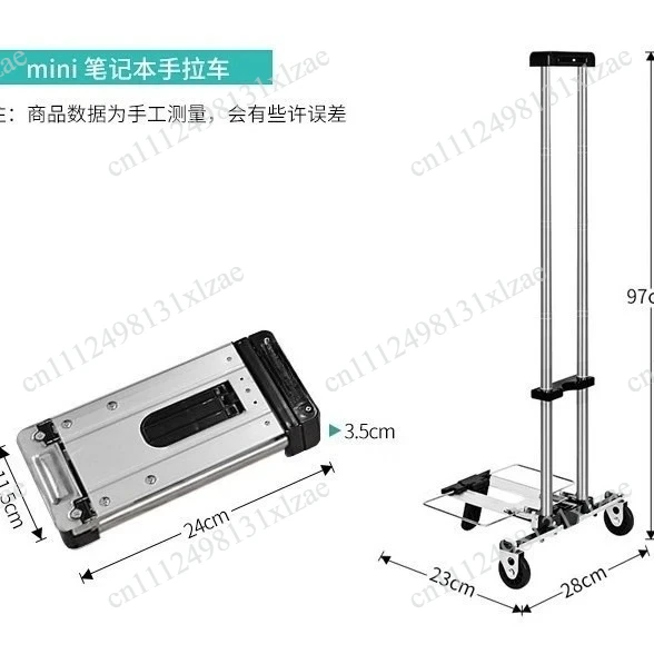 

Stainless Steel Folding Shopping Cart - Mini Portable Hand Pull Luggage Trolley for Travel & Home Use