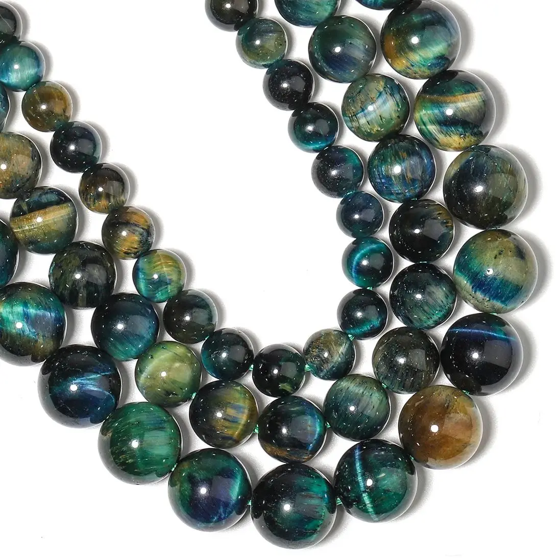 Natural Stone Green Blue Tiger Eye Beads Loose Round 6/8/10mm Charm Beads for Jewelry Making Handmade DIY Necklace Accessories