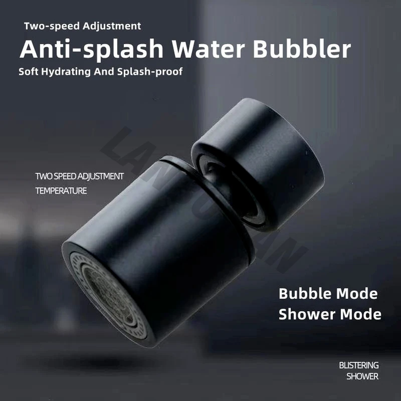 New Dual Mode 360° Swivel Kitchen Sink Pressurized Aerator Black Sprayer Faucet Head Washbasin Faucet Nozzle Anti Splash Filter