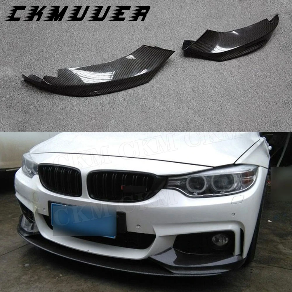 

for BMW 4 Series F32 F33 435i M Sport 2014-2017 Carbon Fiber Front Bumper Lip Splitters Flaps Cupwings FRP Head Chin Aprons