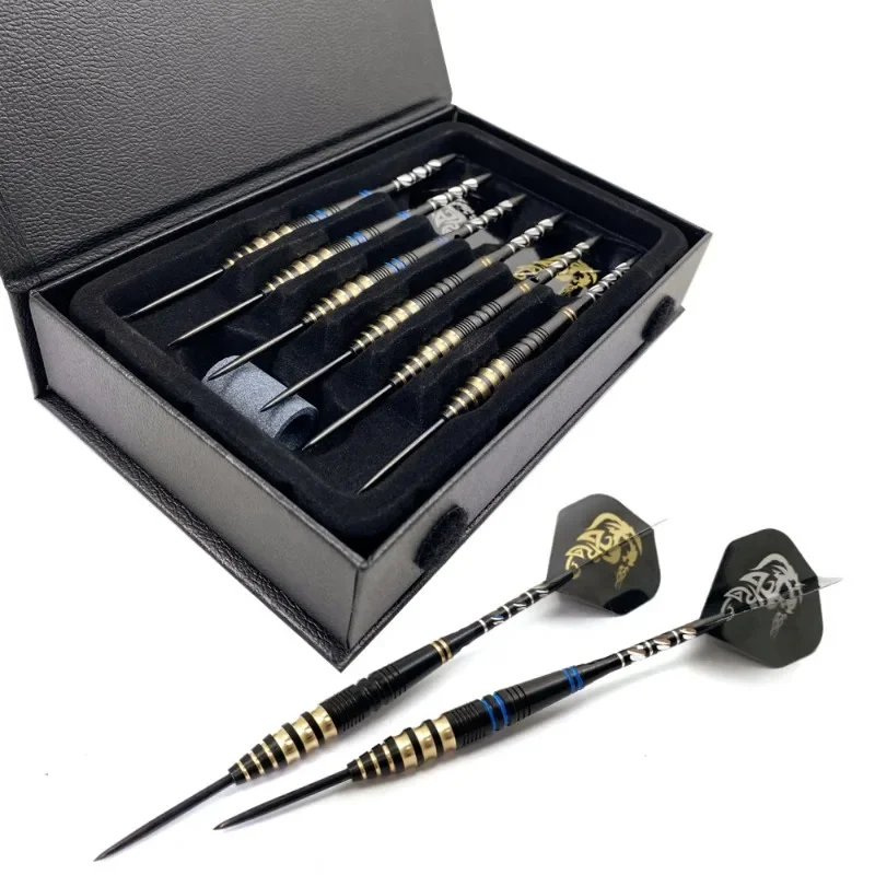 Quality 6 PCS Professional White/BLACK Darts with Free Case 25g Steel Tip Darts Iron Copper Barrel for Indoor Game Sports