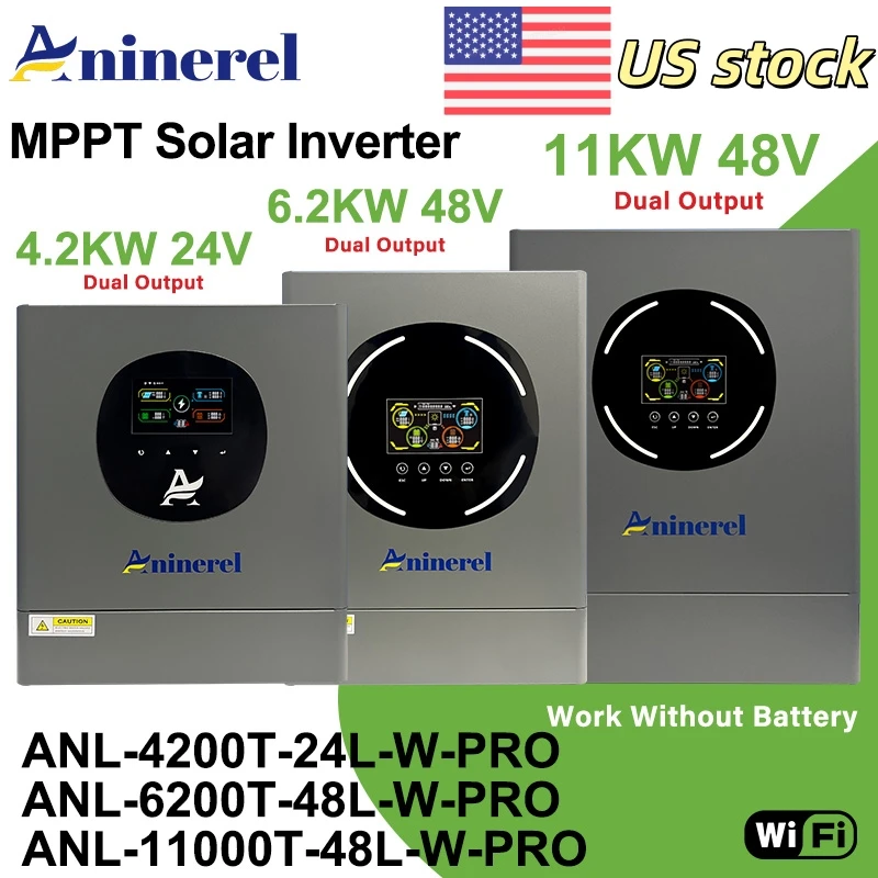 Aninerel US stock 4.2KW 6.2KW 11KW hybrid Solar Inverter 220