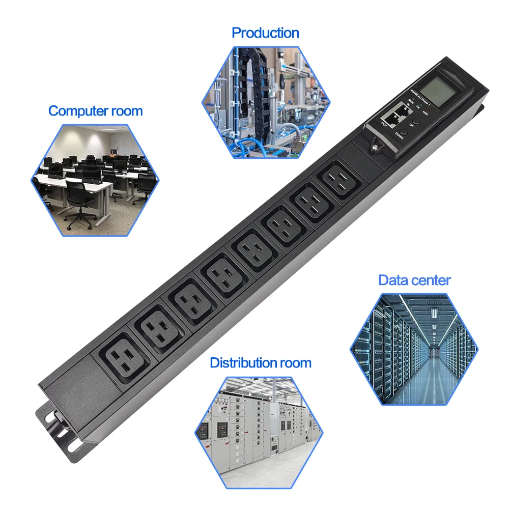 NEW Sipolar SIPDU-8C19 220-250V 8 C19 SNMP 125A 200A Meter PDU Intelligent Power Distribution Unit for Data System