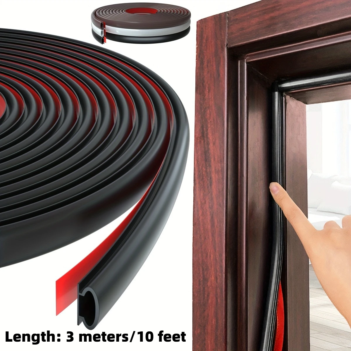 3 meters/10 feet self-adhesive rubber door and window sound 