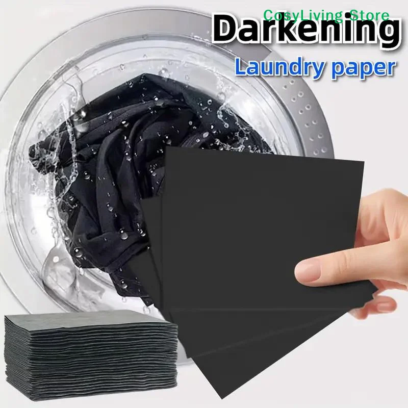 [CL]5-30Pcs Black Color Enhancer Sheets Paper Clothing Brightening Sheets Laundry For Dark Black Fabrics Laundry Prevents Fading