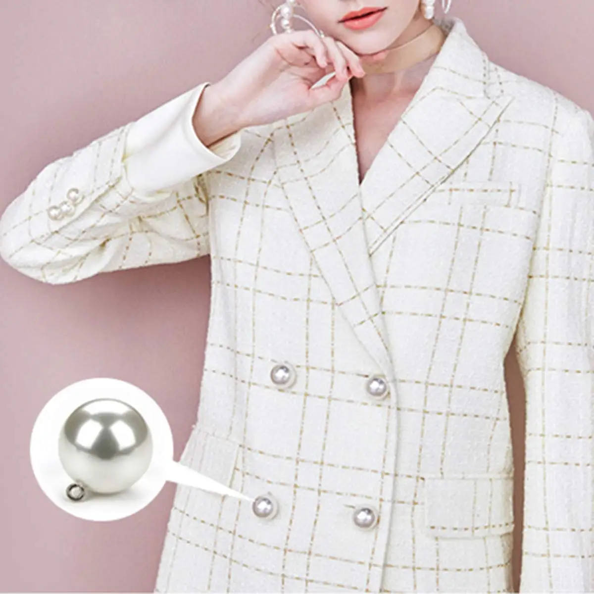 

10PCS White Plastic Round Imitation Pearl Shank Buttons 8-30mm Garment Accessories Fit Sweater Knitwear Cheongsam Tweed Jacket