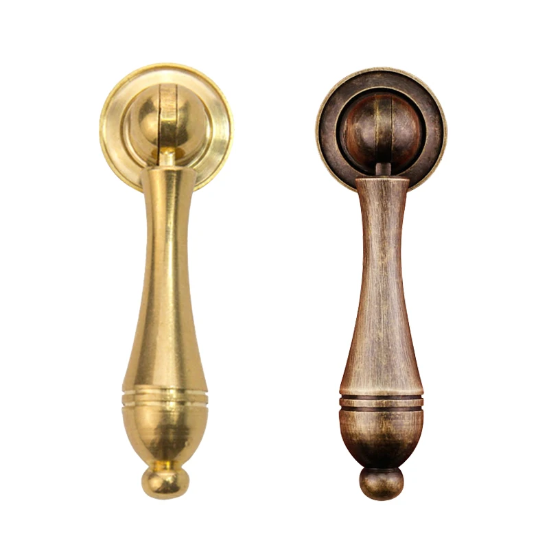 Retro 10PCS European Antique Pure Brass Furniture Pulls Handles Drawer Knobs Cupboard Wardrobe Dresser TV Wine Cabinet Pulls