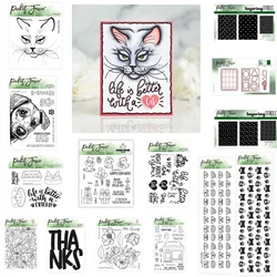 Postmark Cat Dog FriendParty Animal Metal Cutting Dies Silicone Stamps Scrapbooking Stencil Photo Album Card DIY Paper Embossin