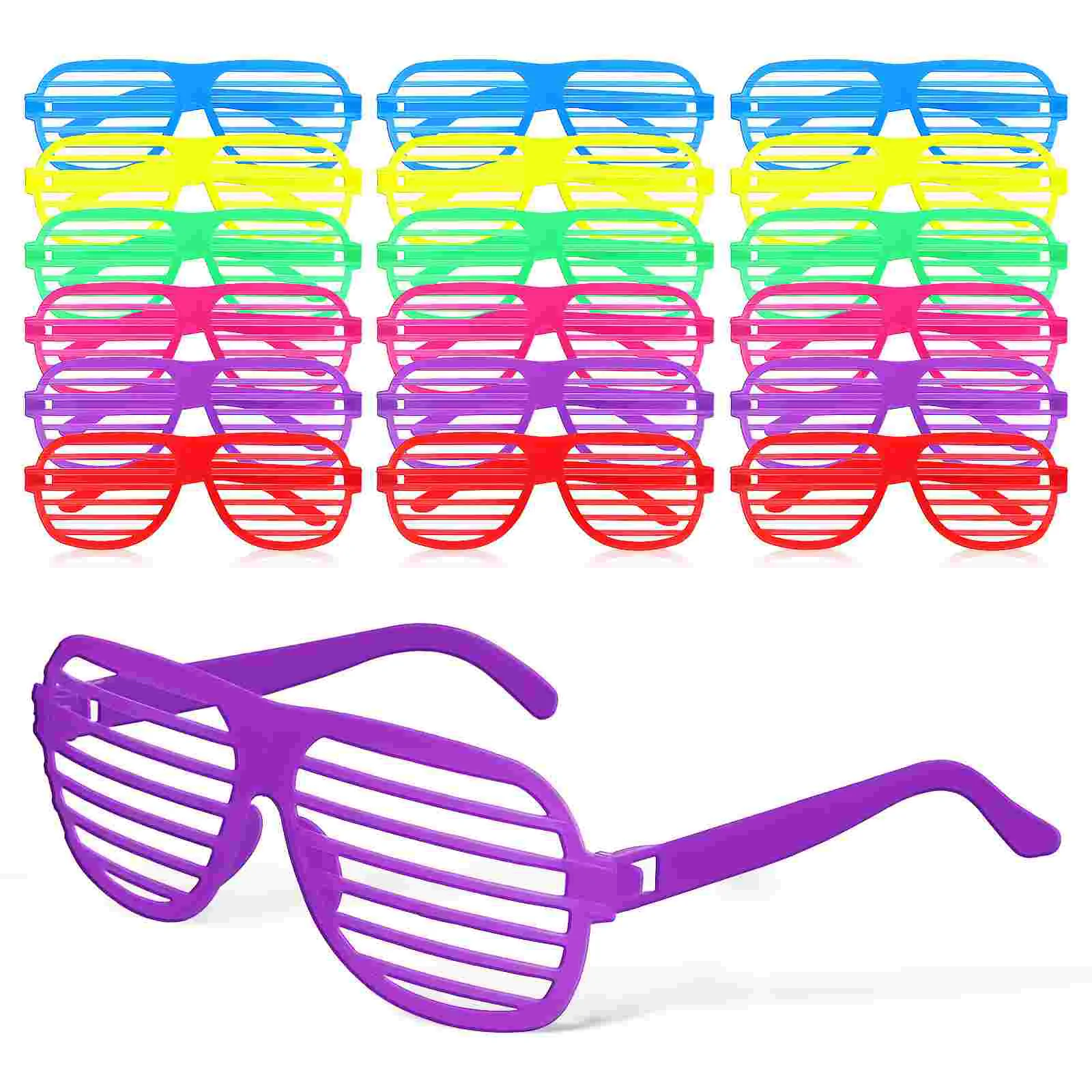 

18 Pcs Neon Shutter Glasses Colorful Eyewear Plastic Frame UV Festival Party Outfits 90s Accessories Cool Trendy