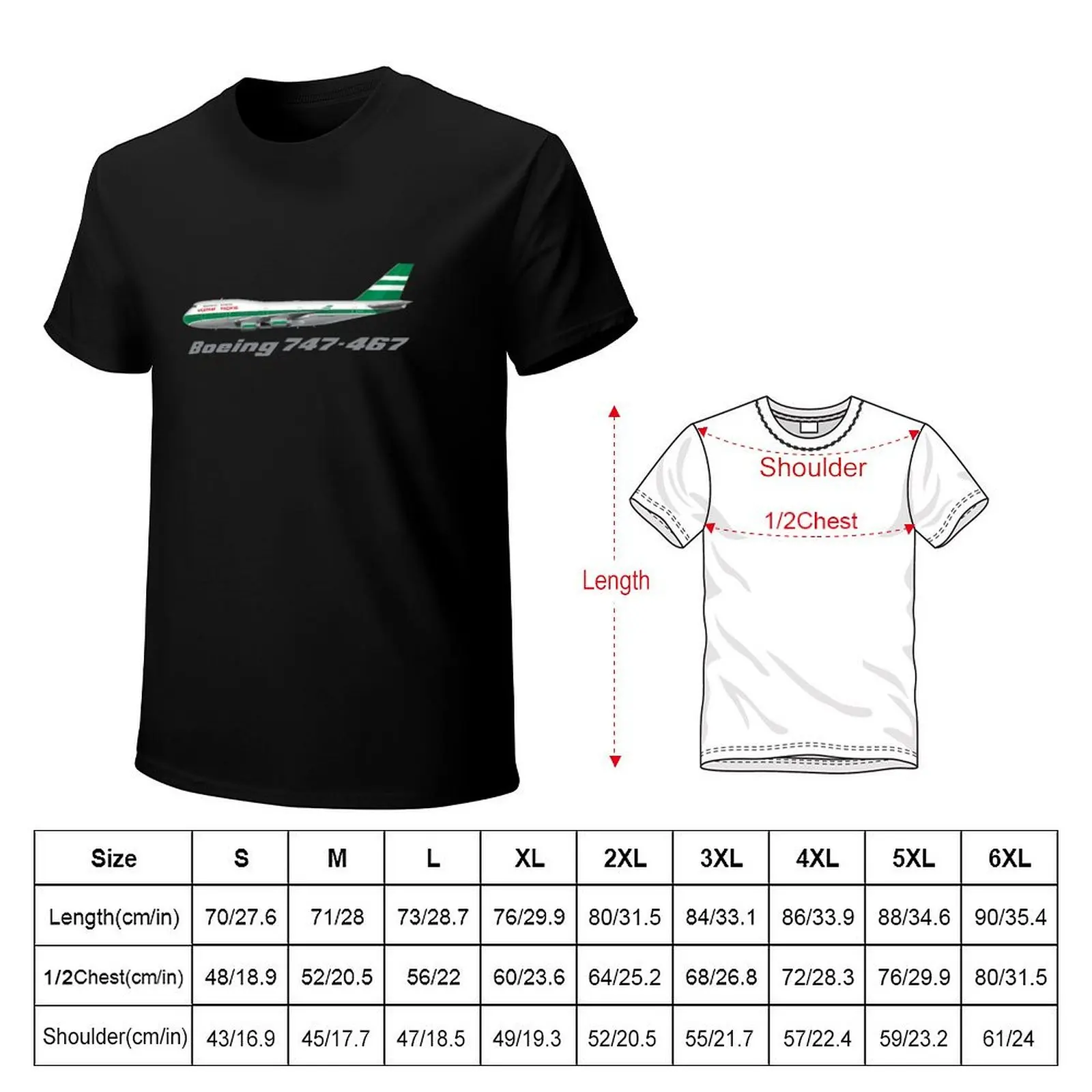 Cathay Pacific 747-400 Lettuce Leaf Livery Design T-Shirt Work Basic Short Sleeve Top