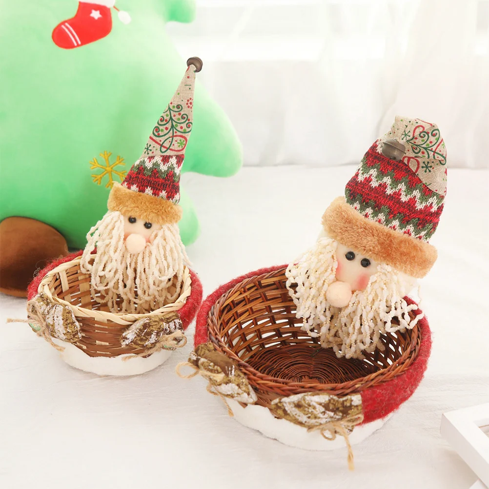 

Candy Storage Basket Christmas Santa Claus Patterned Stylish Xmas Gift Holder Party Decoration Candy Holder Gift Ornament