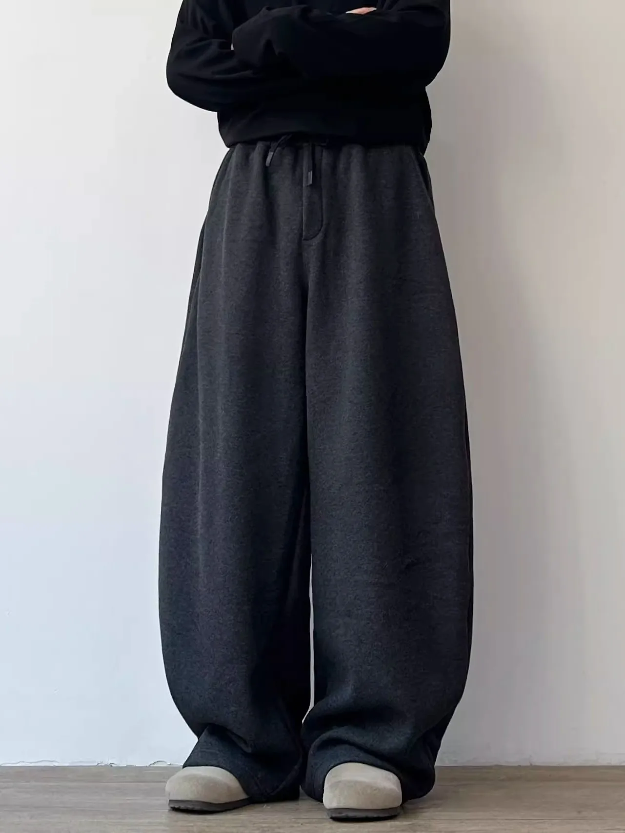 

Joyzone Winter Thiened Fce Lined Straight Leg Woolen Casual Trousers for Men Youth Faion Polyester Fiber Straight Cut