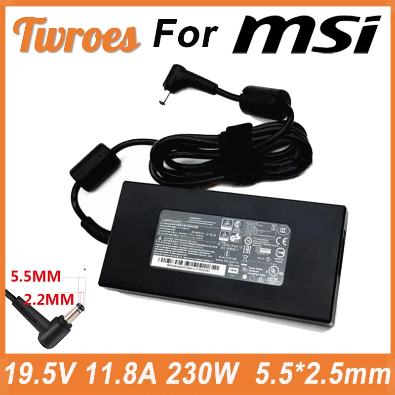 Ładowarka sieciowa 230W 19.5V 11.8A 5.5*2.5MM do laptopów MSI A12-230P1A A17-230P1A A230A012L GS65 GS75 STEALTH-248 P65 Power