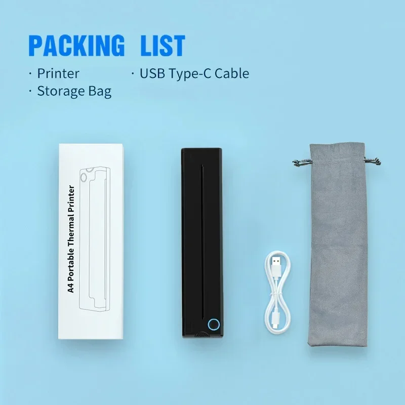 Blue Tooth Pocket Photo Document Printer Portable Phone Digital Wireless A4 Thermal Printer factory price