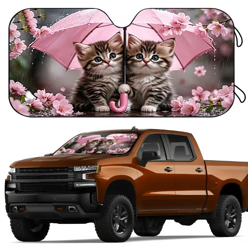 1Pcs Playful Design Sun Shade For Car Windshield, Easy Installation, With 4 Free Suction Cups.
