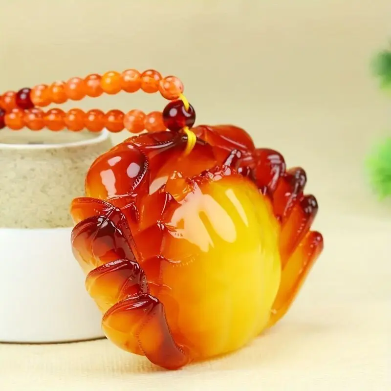 New Exquisite Ethnic Style Amber Beeswax Personalized Pendant Pendant Second Generation Handicraft