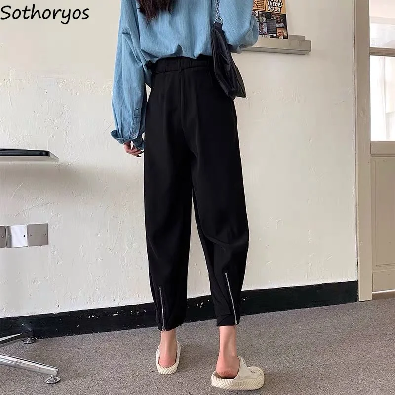 

Casual Pants Women Solid All-match Designed Simple Breathable Personality Vintage Basics Ladies Spring Korean Style Delicate New