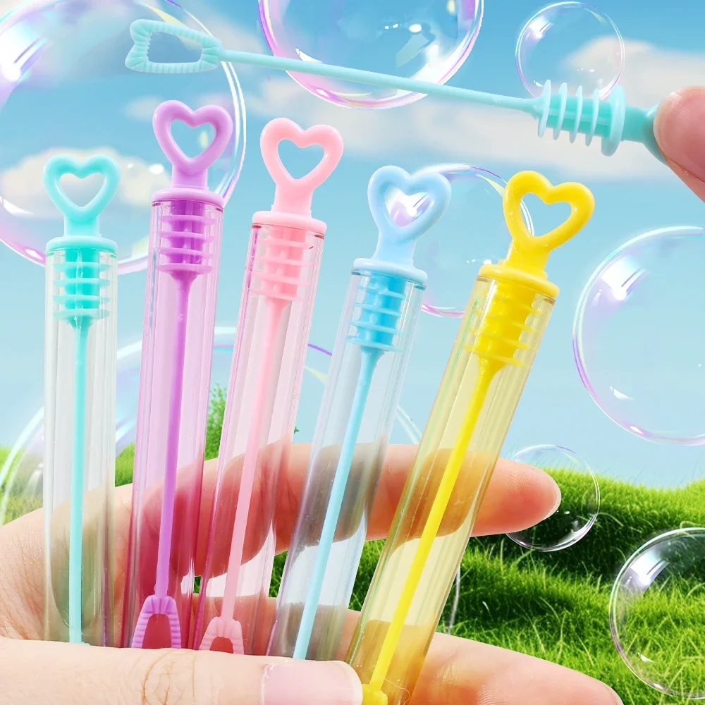 100PCS Love Heart Wand Tube Bubble Soap Bottle Birthday Party Decoration Wedding Guests Gifts Baby Shower Kids Toys Favor