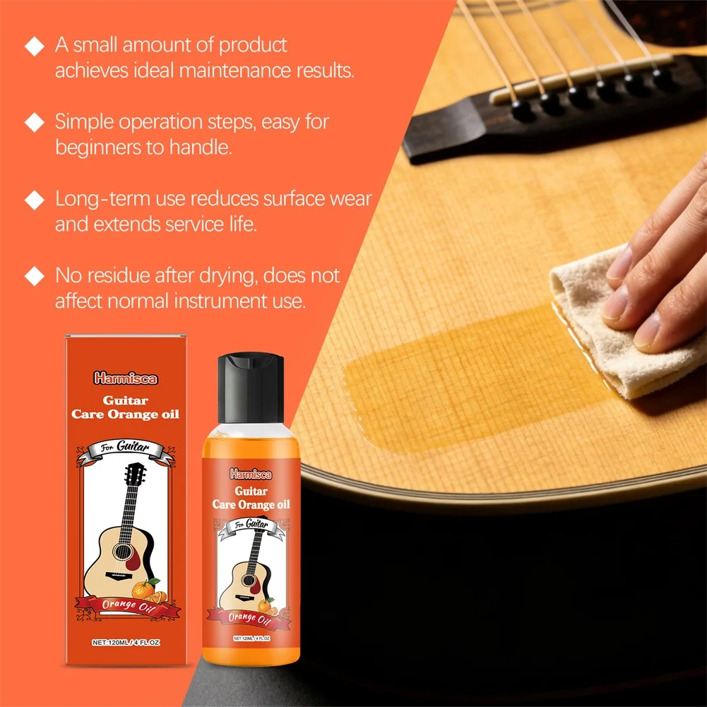 Guitar Care Orange-Oil,Wood Polish For Acoustic Guitar,Prevents Wood Drying And Cracking,Instrument Luster Restoration Oil