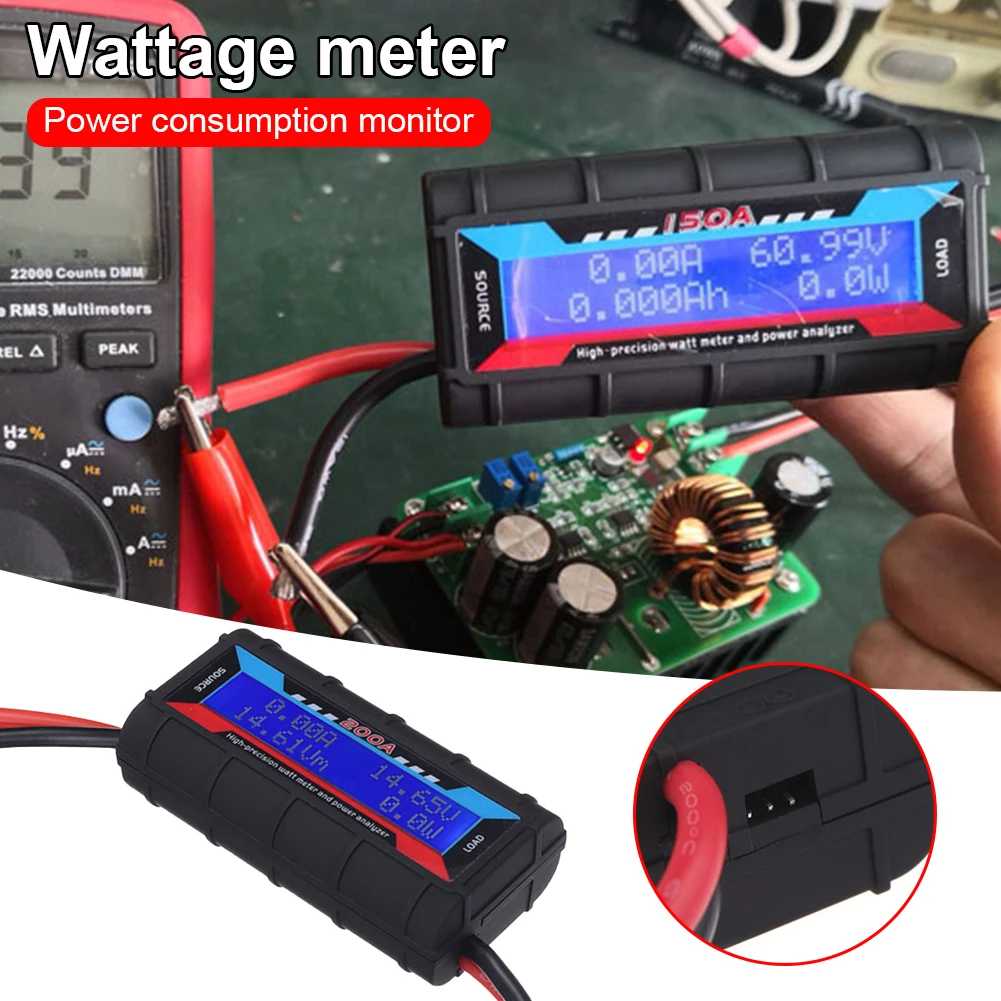 

100V 200A Voltage Current Power Meter Professional LCD Digital High-precision Amp Watt Meter RC Battery Solar Power Analyzer