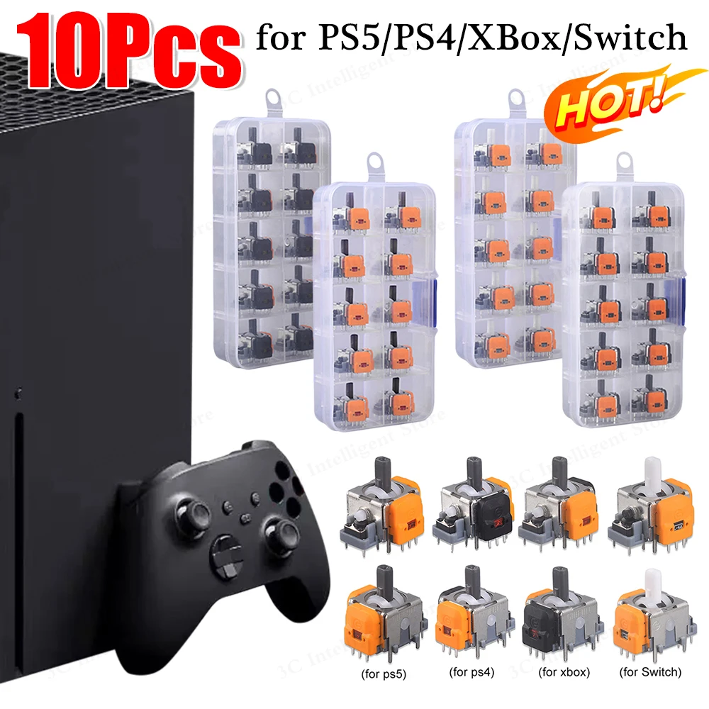 استبدال قاعة تأثير عصا التحكم ثلاثية الأبعاد التناظرية الاستشعار ThumbStick ل PS5/PS4/Xbox One/Switch Pro تحكم إصلاح أجزاء الملحقات