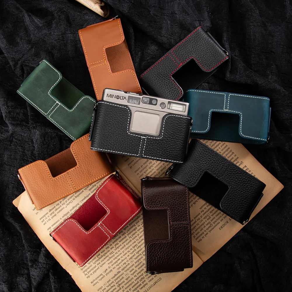 

Leather Camera Bag For Minolta TC-1 Case Genuine Leather Camera Half Case TC-1 Cover Bag Protective Case Photography Accessories