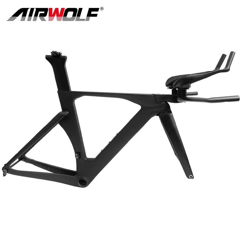 2024 New Carbon Triathlon Frameset Disc Brake Time Trial Triathlon Bike Frame With Aero TT Handlebar Di2 Carbon TT Frame