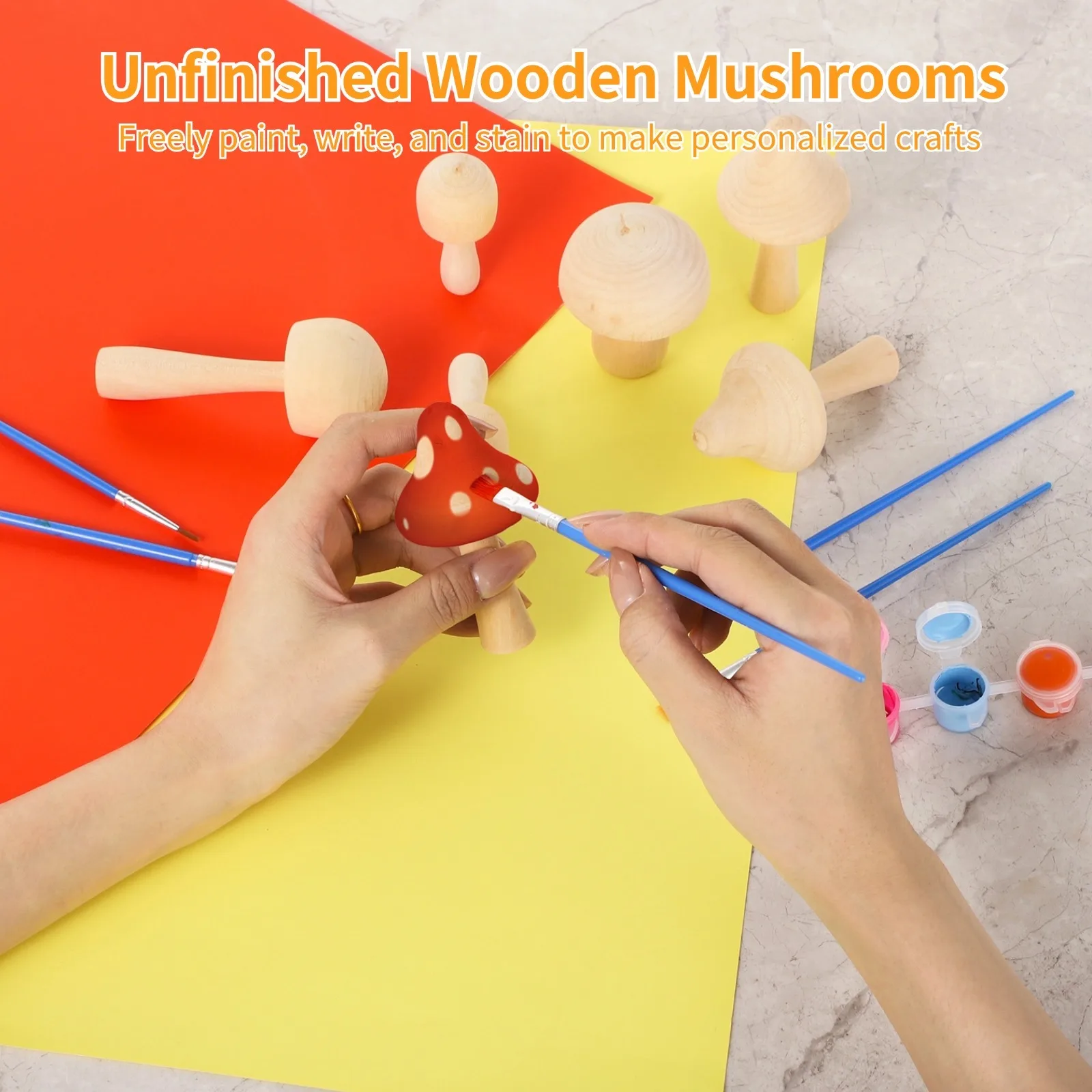 30Pcs/Set Unfinished Wooden Mushrooms Natural Unpainted Wooden Mushrooms Different Sized Mushroom Figures Wood Mushroom Decors