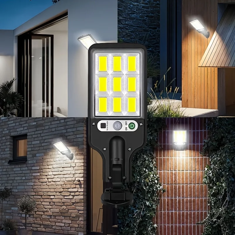 1-6Pcs Solar Powered Street Light with Body Motion Sensor LED Security Wall Lamp 3 Working Modes for Garden Patio Porch Garage