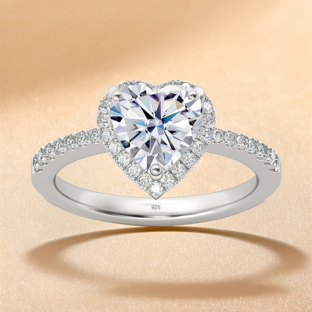 

Szjinao 1ct 2ct Moissanite Heart Rings For Woman D Color VVS1 Yellow Gold Classic Engagement Jewelry With Certificate Lady Gifts